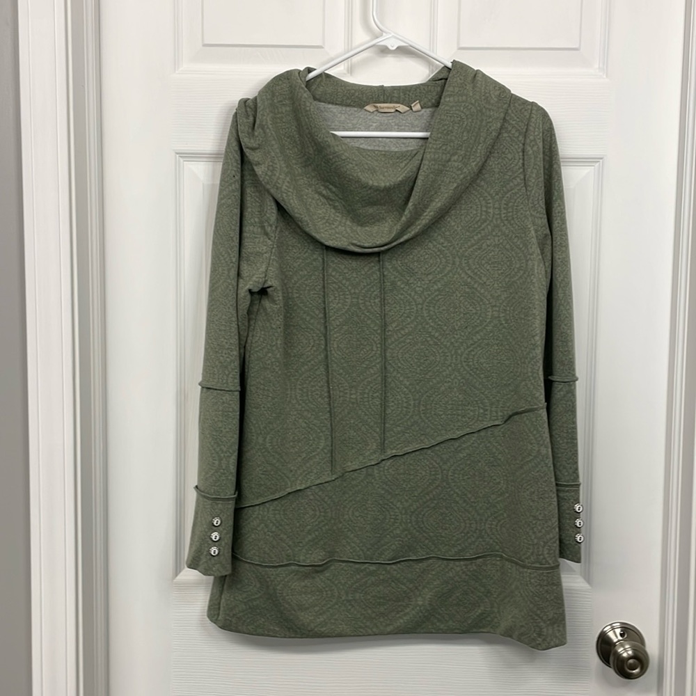 Soft Surroundings Green Cowl Neck Tunic Sweater size Medium